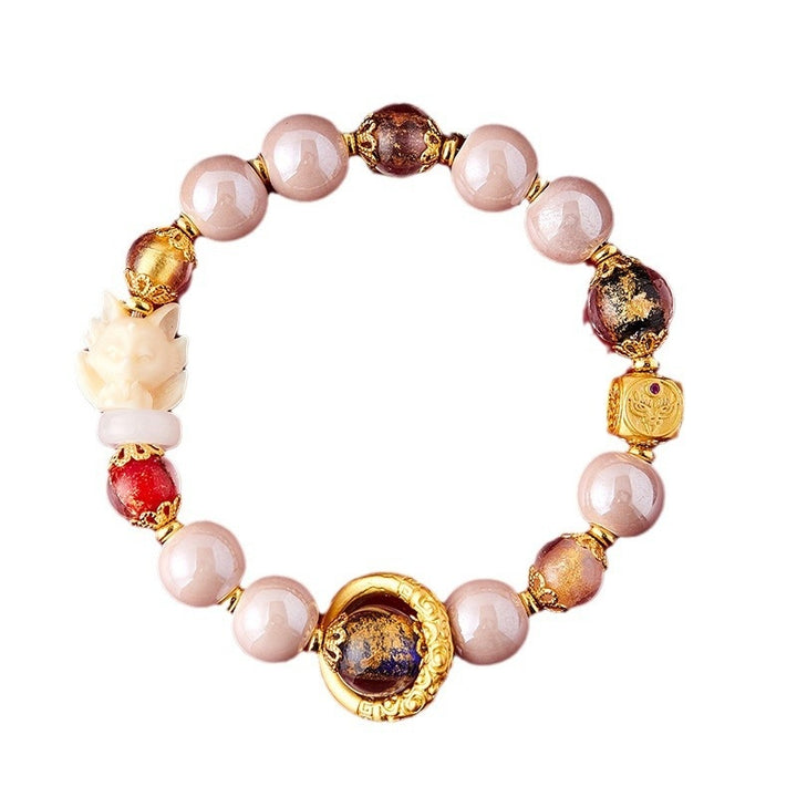 Blessed Pink Fox Glass Bead Bracelet - Love & Marriage - Buddha Pureland