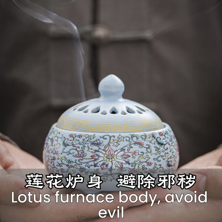 Ceramic Lotus Incense Burner - For Inner Peace - Buddha Pureland