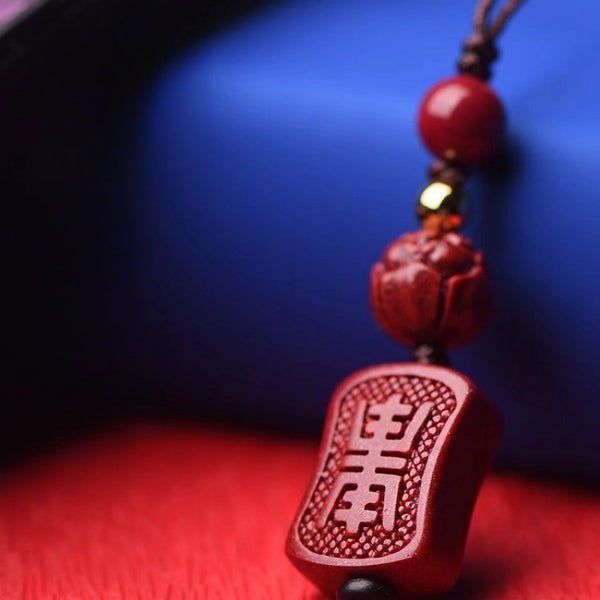 Cinnabar Tai Sui Mantra Beaded Keychains - Have a safe journey - Buddha Pureland