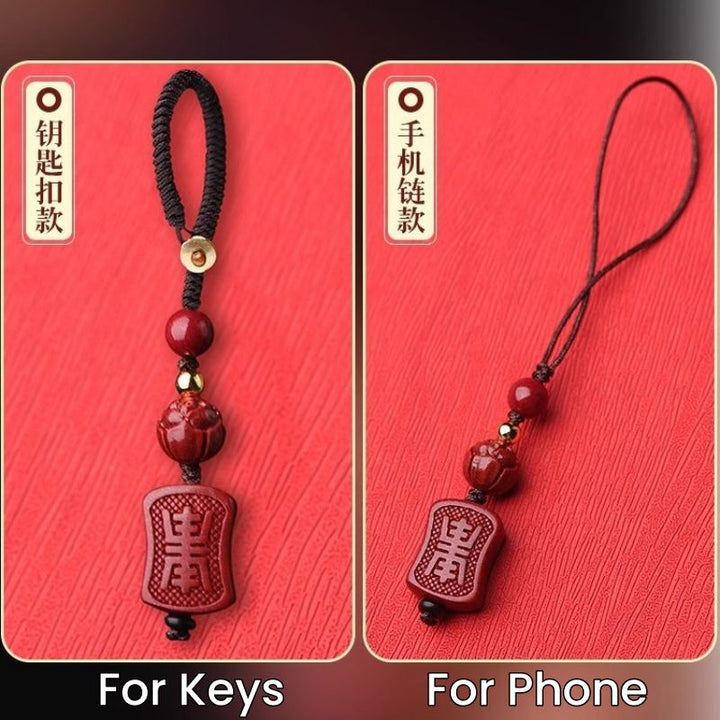 Cinnabar Tai Sui Mantra Beaded Keychains - Have a safe journey - Buddha Pureland