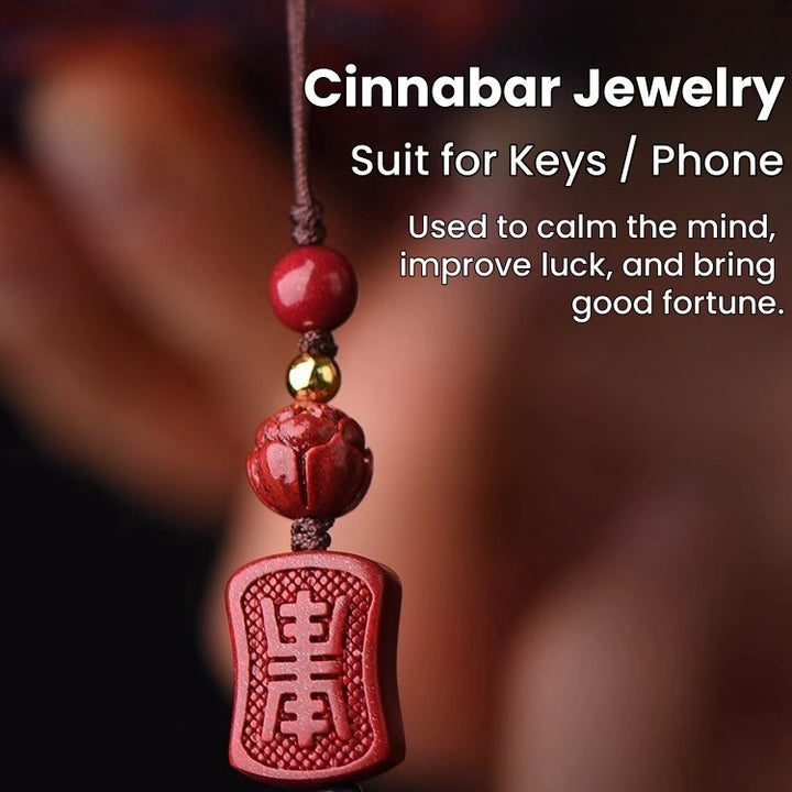 Cinnabar Tai Sui Mantra Beaded Keychains - Have a safe journey - Buddha Pureland