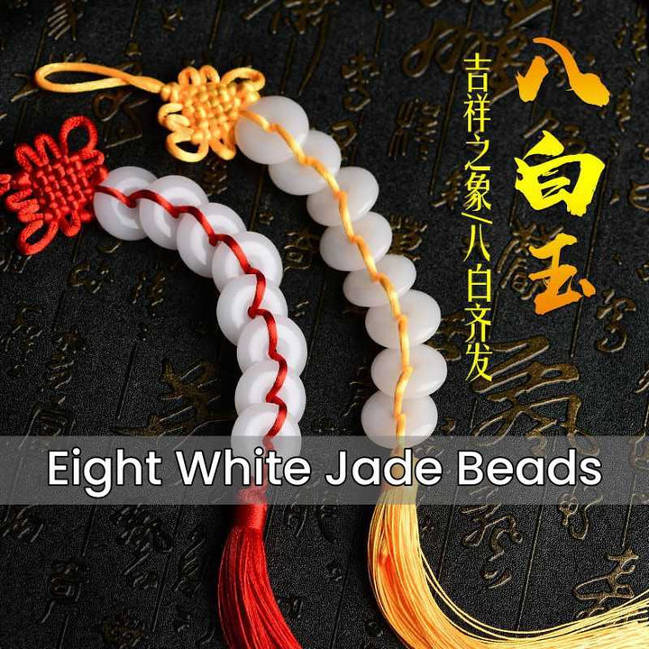 Eight White Jade Beads - Ward Off Evil & Bring Wealth - Buddha Pureland