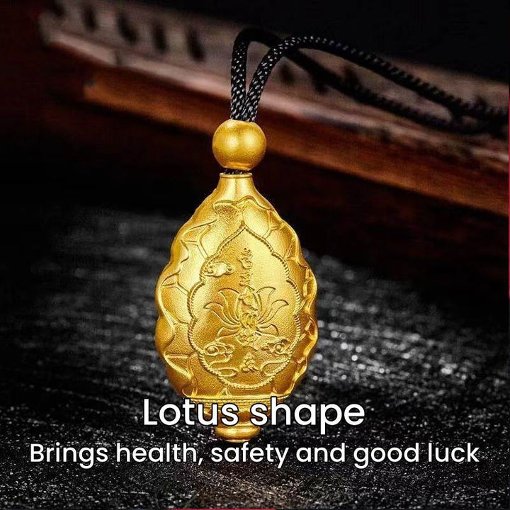 Golden Hollow Guanyin Buddha Necklace - Protection & Courage - Buddha Pureland