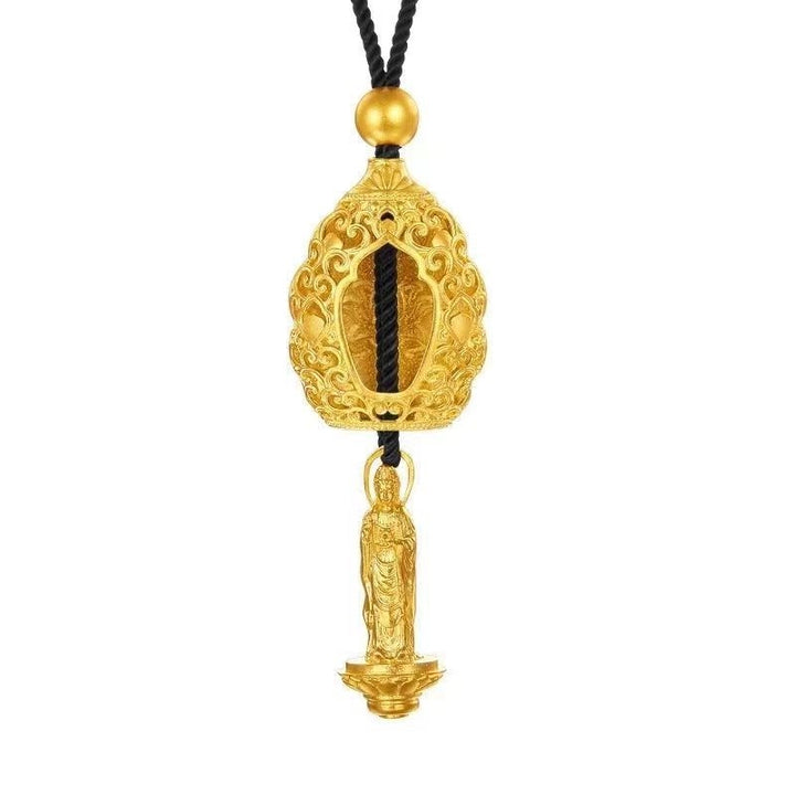 Golden Hollow Guanyin Buddha Necklace - Protection & Courage - Buddha Pureland