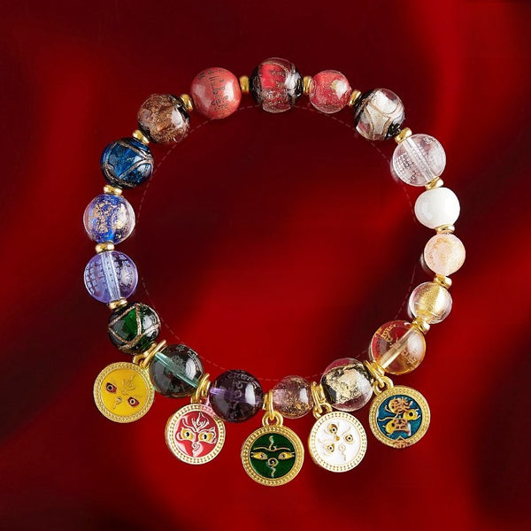 Good Fortune Bracelet from Lama Temple with 18 Seeds & 5 Gods of Wealth