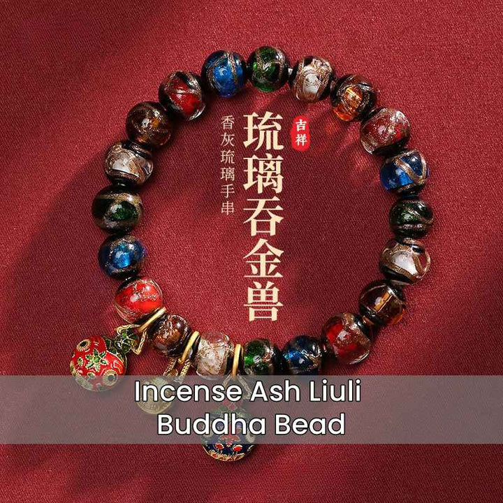 Liuli Glass Bead Bracelets With Temple Ash Inside - Wealth & Spiritual Energy - Buddha Pureland