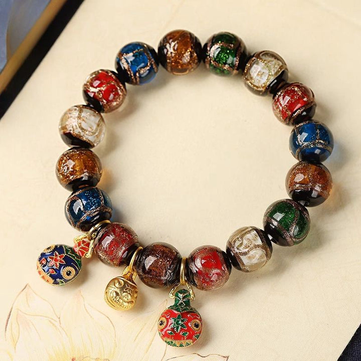 Liuli Glass Bead Bracelets With Temple Ash Inside - Wealth & Spiritual Energy - Buddha Pureland