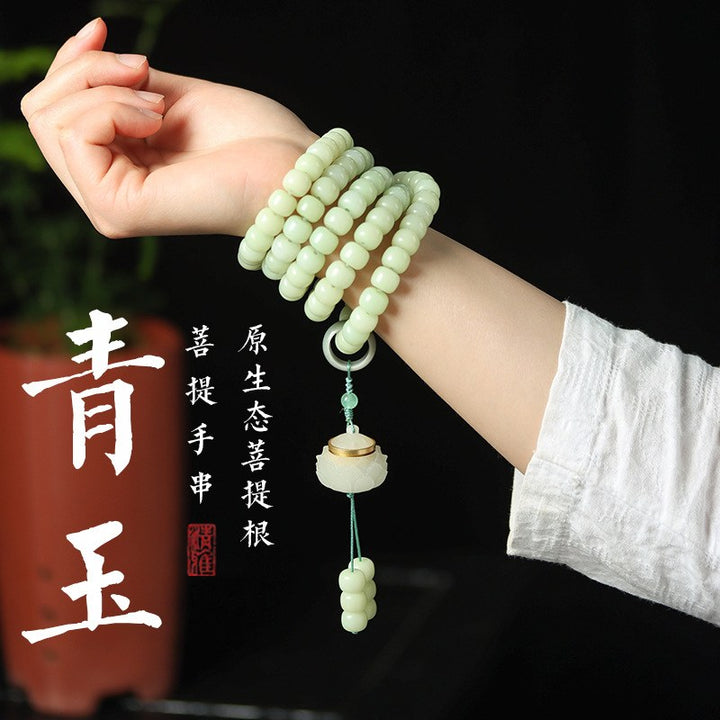 Lotus White Bodhi Jade Bead Bracelet - 108 Beads - Buddha Pureland