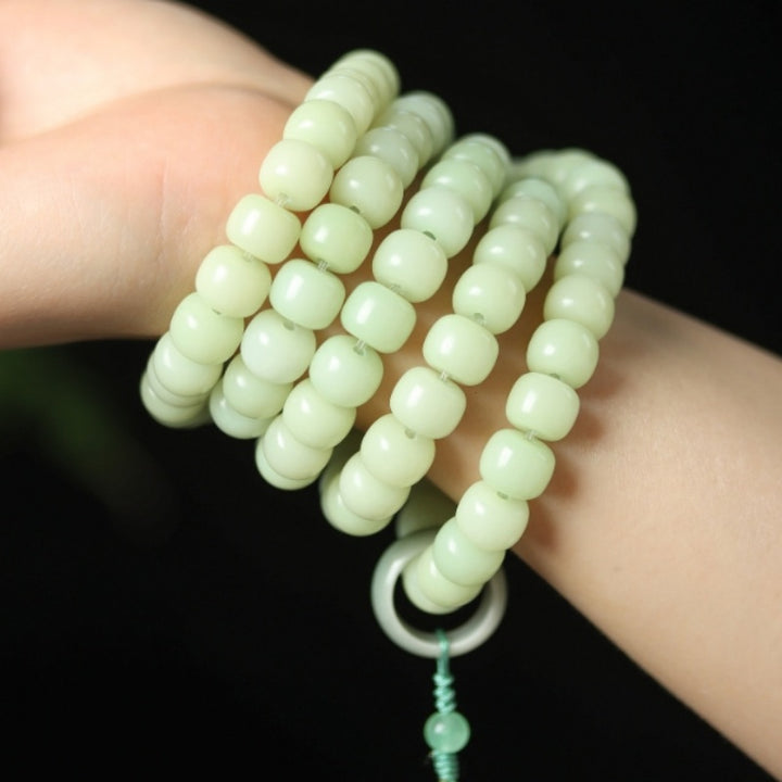 Lotus White Bodhi Jade Bead Bracelet - 108 Beads - Buddha Pureland