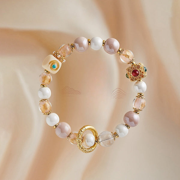 Love Bracelet from Lama Temple with Natural Pink Crystal for Blessings