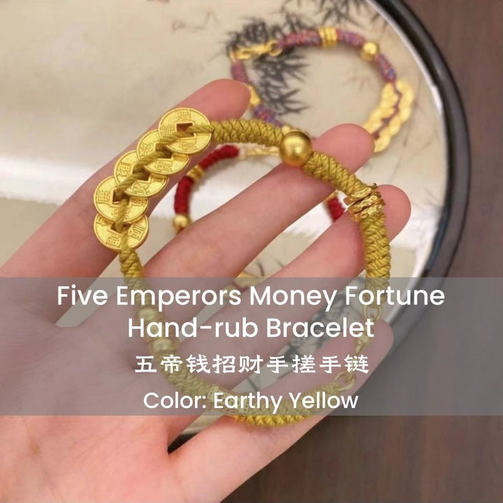 Red String Bracelet with Five Emperors Money - Fortune & Protection-3