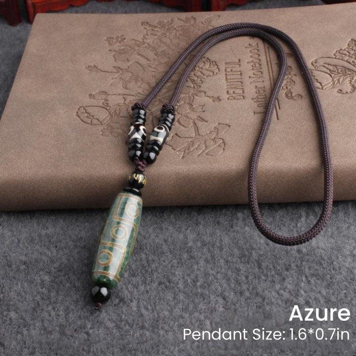 Tibetan 9-Eye Dzi Bead Necklace - Top Of Faith - Buddha Pureland