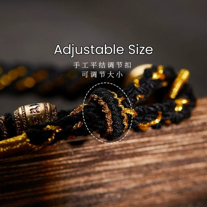 Traditional Tibetan Six-character Mantra Rope Bracelet Mens - Protection & Courage - Buddha Pureland