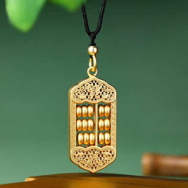 Wishful Gold Abacus Charm Necklace - Financial Freedom - Buddha Pureland