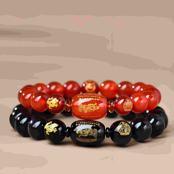 Zodiac Sign Buddha Red Agate Bracelet - For Healthy And Longevity - Buddha Pureland