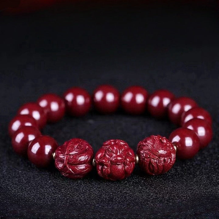 Cinnabar Zodiac Bracelet Triple Harmony Mascot - Success & Protection - Buddha Pureland